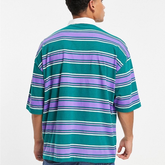 Oversized Striped Polo T-shirt - Picture 2 of 4